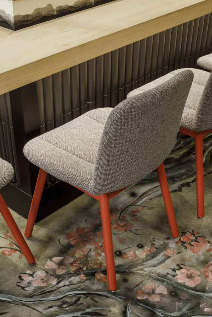 No Relation restaurant sushi bar chair feature orange