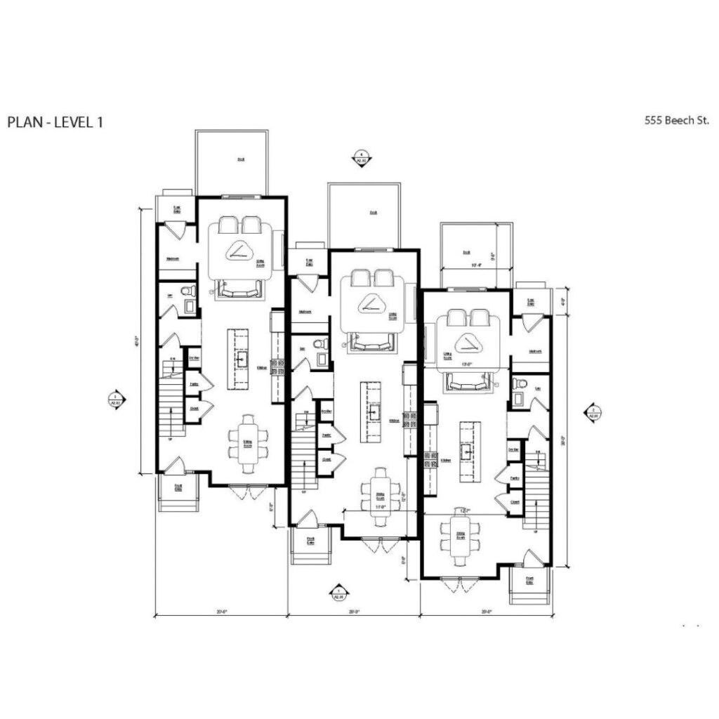 555 Beech is a three-townhouse development that reflects ArnoldAnd’s belief in thoughtful, contextual infill.